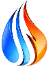 A blue and orange flame are in the middle of each other.